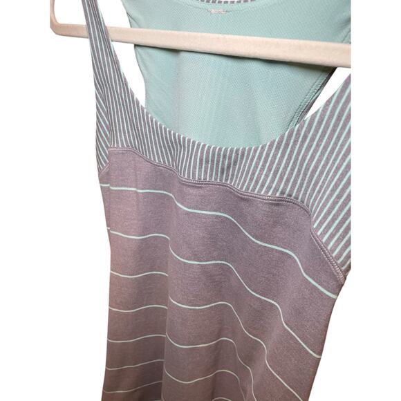 Lululemon Women‎ 4 Run First Base Tank Cliff Hanger Stripe Grey Mint Green Blue - Picture 7 of 13